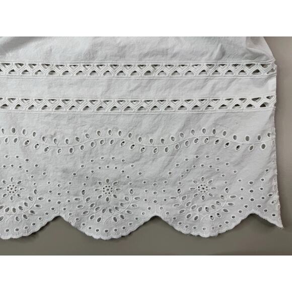 Madewell White Eyelet Angelica Cotton Top XS White Boho Peasant Americana - Picture 14 of 16